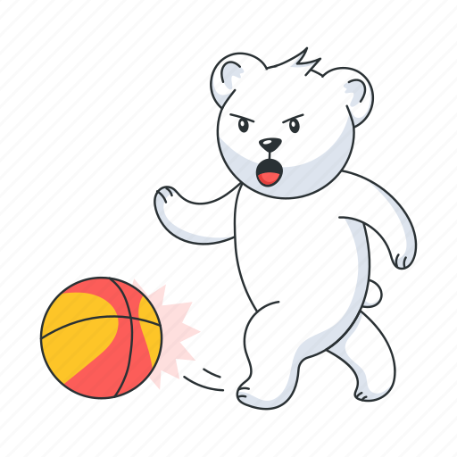 Basketball bear, basketball game, playing basketball, sports bear, bear character sticker - Download on Iconfinder