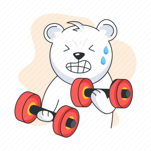 Bear workout, muscle training, bodybuilding bear, weightlifting bear sticker - Download on Iconfinder