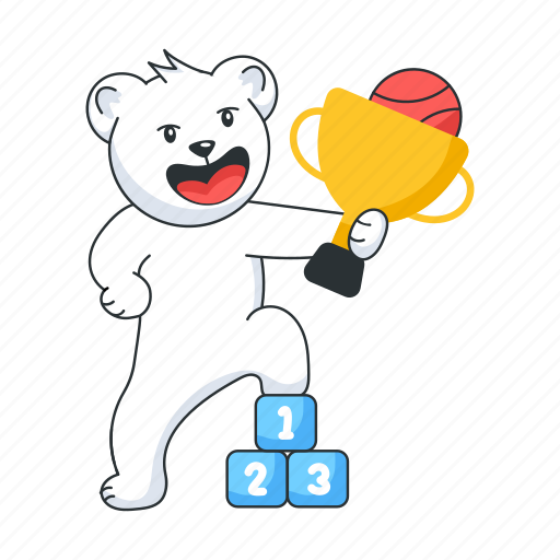 Award podium, winner podium, sports bear, bear winner, champion bear sticker - Download on Iconfinder