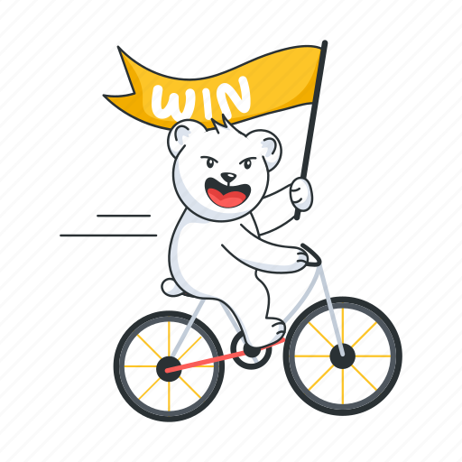 Cycling winner, cycling race, cycling marathon, riding bear, cycling bear sticker - Download on Iconfinder
