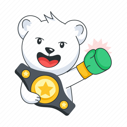 Boxing belt, champion belt, champion bear, boxing winner, boxing bear sticker - Download on Iconfinder