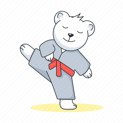 Karate bear, karate pose, karate sport, martial arts, combat sport sticker - Download on Iconfinder