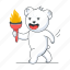 olympic torch, sports torch, fire torch, torch flame, olympic bear ] 