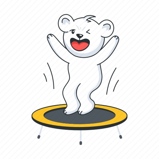Trampoline jump, jumping bear, trampoline bear, trampoline bounce, laughing bear sticker - Download on Iconfinder