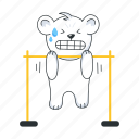 pull ups, pull bar, gym bar, bear workout, gym bear