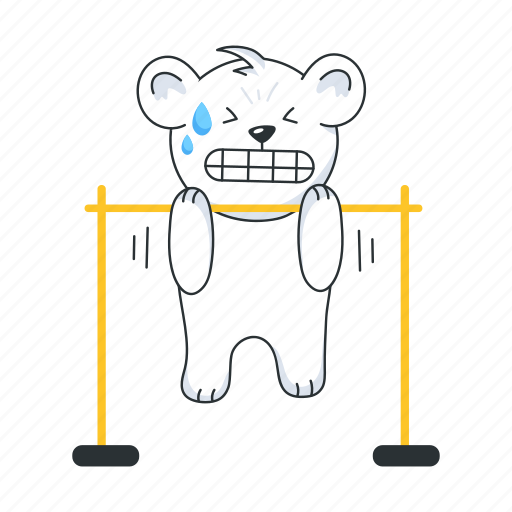 Pull ups, pull bar, gym bar, bear workout, gym bear sticker - Download on Iconfinder