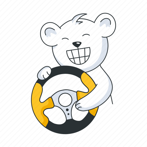Steering wheel, car steering, vehicle steering, race steering, laughing bear sticker - Download on Iconfinder