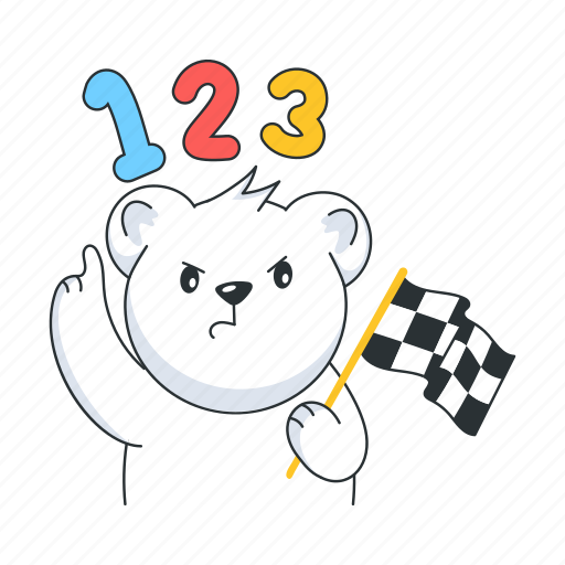 Flag, pennant, checkered, bear, teddy, character, avatar sticker - Download on Iconfinder