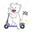 bear scooter, riding scooter, riding bear, scooter race, scooter 