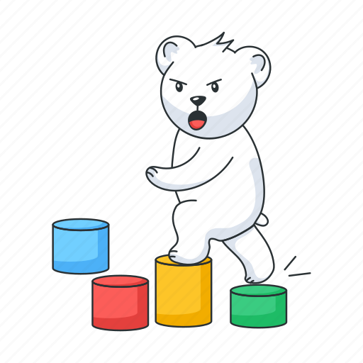 Jumping blocks, jumping bear, sports bear, bear playing, bear character sticker - Download on Iconfinder