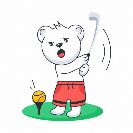 Playing golf, golf game, golf bear, golf sports, sports bear sticker - Download on Iconfinder