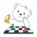 chess game, chess board, chess bear, chess pawns, playing chess
