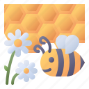 bee, flower, honey, honeycomb, nature