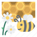 bee, flower, honey, honeycomb, nature
