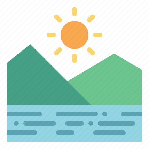 Landscape, moutain, river, sun, nature icon - Download on Iconfinder