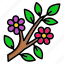 branch, flower, leaves, tree, spring 