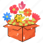 flower, present, rose, romantic, gift box 