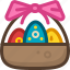 basket, easter, eggs, ribbon, spring, tradition 
