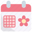 calendar, spring, date, blossom, flower