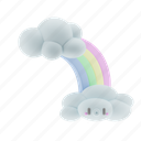 rainbow, pastel, face, smiley, happy, clouds, weather 