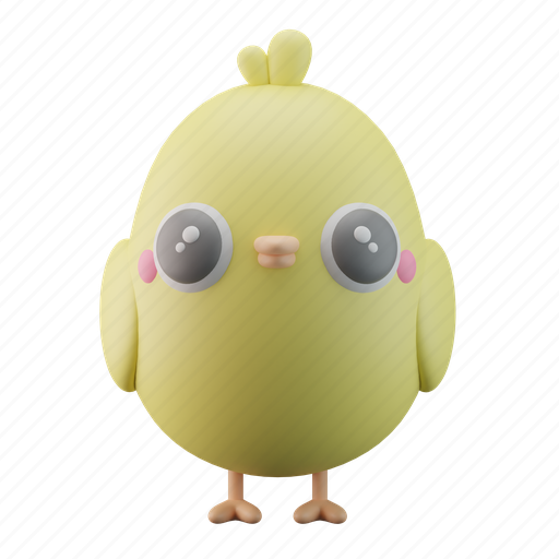 Baby, chick, front, bird, hatchling, spring, baby bird 3D illustration - Download on Iconfinder
