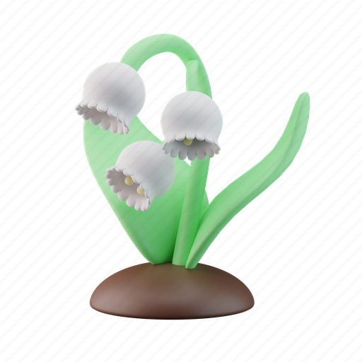 Flower, lilly, of, the, valley, dirt, plant 3D illustration - Download on Iconfinder