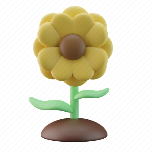 Flower, sunflower, dirt, garden, seed, plant, floral 3D illustration - Download on Iconfinder