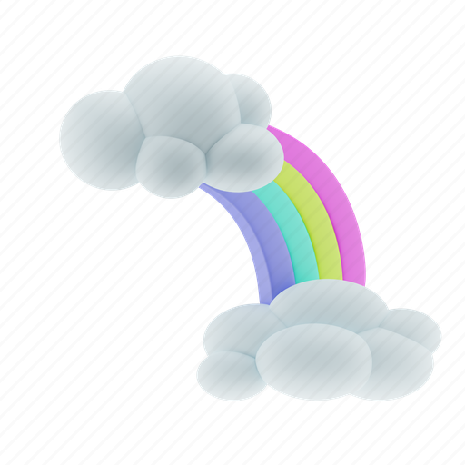 Rainbow, weather, cloud, colorful, sky, rain, sun 3D illustration - Download on Iconfinder