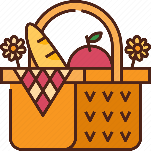 Picnic, food, basket, holiday, fun, spring, flower icon - Download on Iconfinder