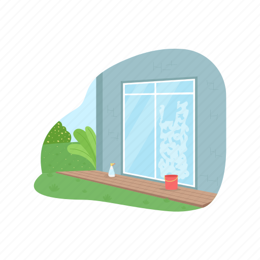 Spring, cleaning, window, wash, housekeeping illustration - Download on Iconfinder