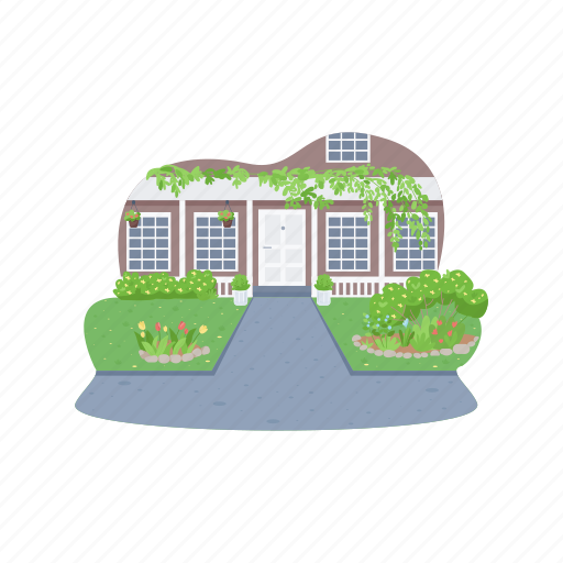 Spring, house, suburban, modern, property illustration - Download on Iconfinder
