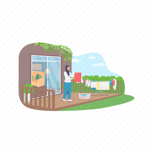 Spring, backyard, garden, laundry, wash illustration - Download on Iconfinder