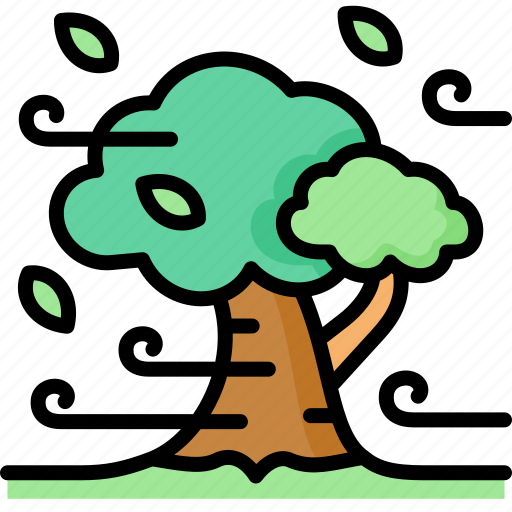 Wind, tree, nature, weather, windy icon - Download on Iconfinder