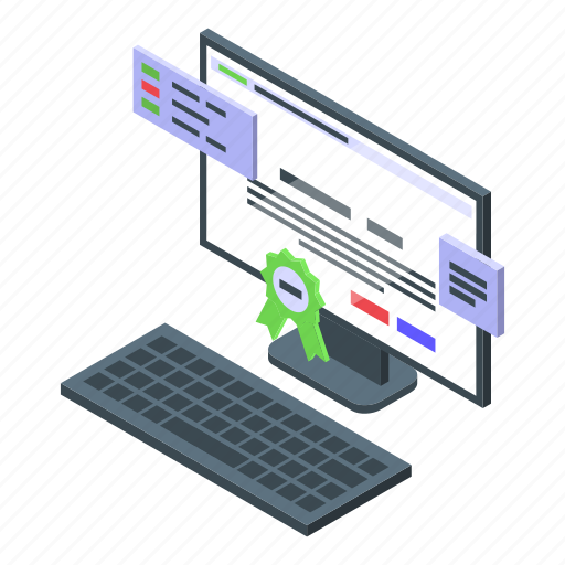 Pc, ssl, certificate, isometric icon - Download on Iconfinder