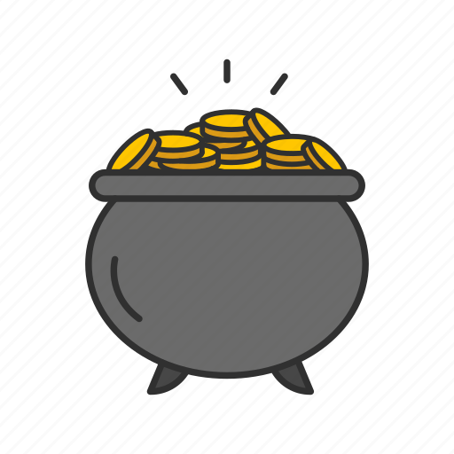 Coin, feast, gold, irish pot, leprechaun hat, money, pot of gold icon - Download on Iconfinder