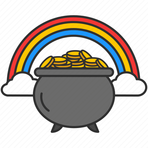 Coins, feast, gold, irish pot, leprechaun hat, pot of gold, rainbow icon - Download on Iconfinder