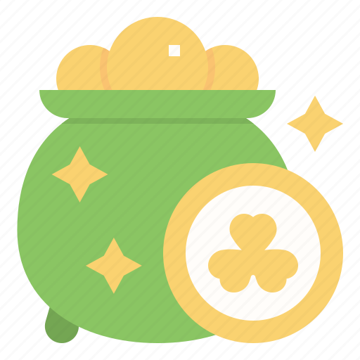 Gold, pot, money, leprechaun, cover, leaf icon - Download on Iconfinder