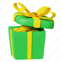 gold, gift box, green, coins, surprise 
