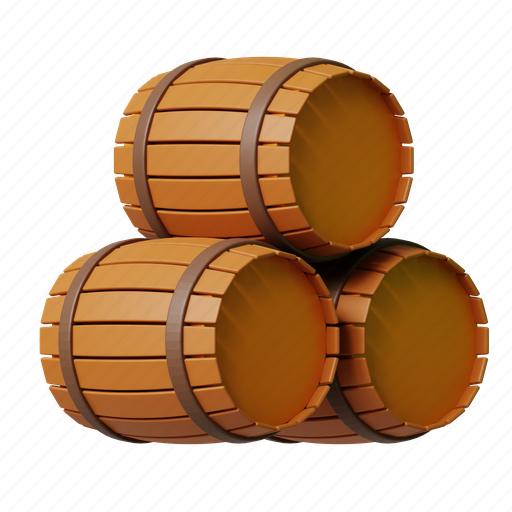 Barrels, wooden, interior, alcohol, beer, wine 3D illustration - Download on Iconfinder