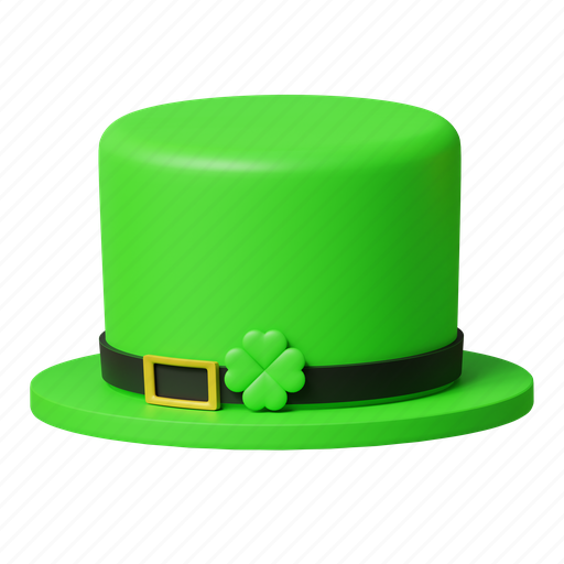 Hat, cap, green, clover, fashion, patrick 3D illustration - Download on Iconfinder