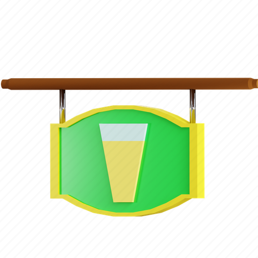 Sign, drink, alcohol, beer, wine, bar 3D illustration - Download on Iconfinder