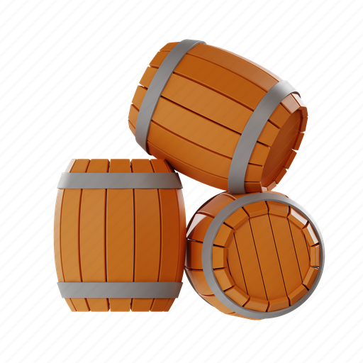 Barrels, wine, wooden, drink, alcohol, beverage 3D illustration - Download on Iconfinder