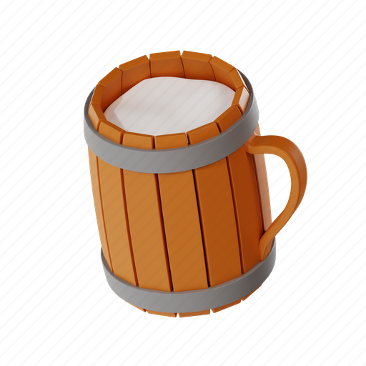 Beer, wine, mug, alcohol, champagne, drink, wooden glass 3D illustration - Download on Iconfinder