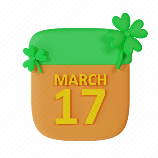 17 march, event, calendar, time, date, patrick 3D illustration - Download on Iconfinder