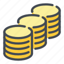 cash, coin, coins, gold, money, of, stack