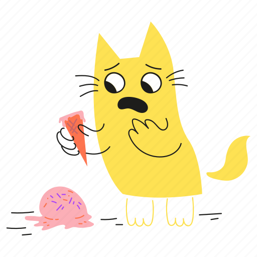 Sad, got, problem, cream, a, mistake, cat illustration - Download on Iconfinder