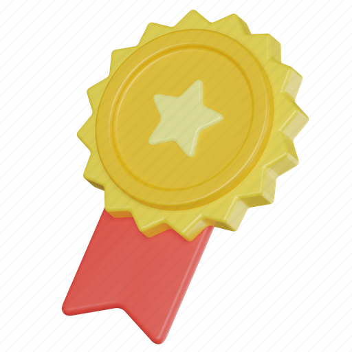 Medal, star, badge, award, achievement, reward, prize 3D illustration - Download on Iconfinder