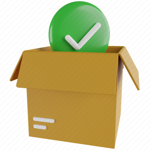 Package, approved, check, box, delivery, shipping, logistics 3D illustration - Download on Iconfinder