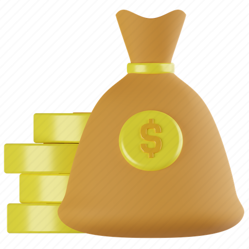 Money, bag, sack, coins, cash, wealth, finance 3D illustration - Download on Iconfinder