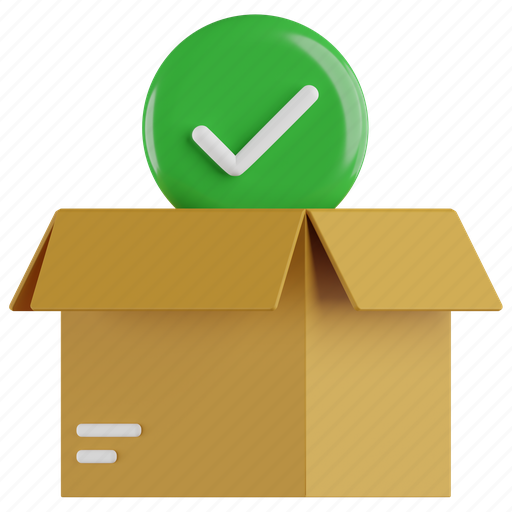 Package, approved, check, box, delivery, shipping, logistics 3D illustration - Download on Iconfinder